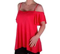 EyeCatch TM - Cherie Womens Off-The-Shoulder Strappy Cami Vest Ladies Cold Shoulder Fashion Swing Top Red Size 22