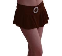 EyeCatch TM - Cynthia Neon Buckle Ruffle Short Club Party Slinky Stretch Skirt Brown S/M