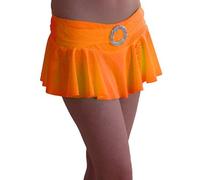 EyeCatch TM - Cynthia Neon Buckle Ruffle Short Club Party Slinky Stretch Skirt Orange S/M