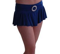 EyeCatch TM - Cynthia Neon Buckle Ruffle Short Club Party Slinky Stretch Skirt Royal Blue S/M