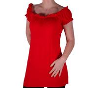 EyeCatch TM - Nikita Womens Gypsy Tunic Plus Size Ladies Off The Shoulder Boho T-Shirt Long Top Red Size 18
