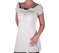 EyeCatch TM - Nikita Womens Gypsy Tunic Plus Size Ladies Off The Shoulder Boho T-Shirt Long Top White Size 20