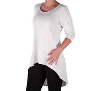 EyeCatch TM Oversize - Lexy Womens Dipped Fishtail Hem Longline Top with 3/4 Sleeves Plus Size Ladies Top White Size 22-24