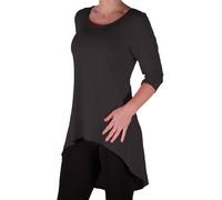 EyeCatch TM Oversize - Lexy Womens Dipped Fishtail Hem Longline Top with 3/4 Sleeves Plus Size Ladies Top Black Size 16