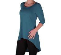 EyeCatch TM Oversize - Lexy Womens Dipped Fishtail Hem Longline Top with 3/4 Sleeves Plus Size Ladies Top Teal Size 22-24