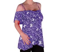 Eyecatch Womens Off The Shoulder Strappy Cami Vest Ladies Tunic Blouse Cold Shoulder Swing Top Purple (26-28)