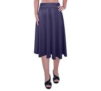 EyeCatch - Womens Plus Size Elastic Waist Ladies Knee Length Plain Skater Flared Skirt Sizes 14 to 28