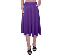 EyeCatch - Womens Plus Size Elastic Waist Ladies Knee Length Plain Skater Flared Skirt Sizes 14 to 28