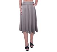 EyeCatch - Womens Plus Size Elastic Waist Ladies Knee Length Plain Skater Flared Skirt Sizes 14 to 28