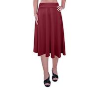 EyeCatch - Womens Plus Size Elastic Waist Ladies Knee Length Plain Skater Flared Skirt Sizes 14 to 28
