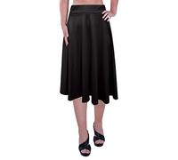 EyeCatch - Womens Plus Size Elastic Waist Ladies Knee Length Plain Skater Flared Skirt Sizes 14 to 28