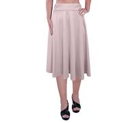 EyeCatch - Womens Plus Size Elastic Waist Ladies Knee Length Plain Skater Flared Skirt Sizes 14 to 28