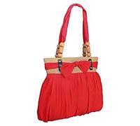 EyeCatchBags - Katy Ruched Plain Bow Shoulder Bag Handbag Red
