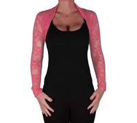 EyeCatchClothing - Mystique Fitted Evening Bolero Lace Shrug One Size Coral
