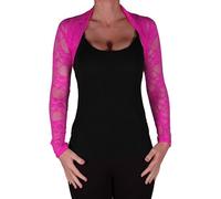 EyeCatchClothing - Mystique Fitted Evening Bolero Lace Shrug One Size Magenta