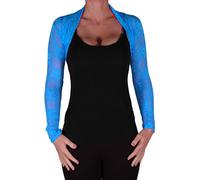 EyeCatchClothing - Mystique Fitted Evening Bolero Lace Shrug One Size Turquoise