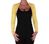 EyeCatchClothing - Mystique Fitted Evening Bolero Lace Shrug One Size Yellow