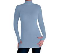 EyeCatchClothing - Womens Cher Lightweight Stretch Polo Neck Sky Blue S/M