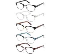 EYECEDAR 5-Pack Reading Glasses Men Women Blue Light Blocking Oval Frame Style Spring Hinges Readers 2.0