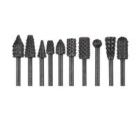 Eyech 10pc 1/8''(3mm) Shank Carbon Steel Rotary Burr Rasp Set Wood Carving File Rasp Drill Bits for DIY Woodworking Wood Carving Polishing Grinding Engraving