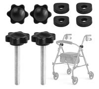 Eyech 2 Sets Replacement Arm Adjustment Knobs for Rollators Walker, Universal Adjustable Replacement Rollator Accessories, Walker Knob Replacement Part with M6 T Track Bolts & Washers