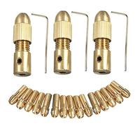 Eyech 3 sets 0.5-3mm Small Electric Drill Bit Brass Collet Drill Chuck Set Mini Twist Drill Chuck Set with Allen wrench for 4.05mm Rotary Tools
