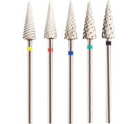Eyech 5Pcs Tungsten Carbide Nail Drill Bits Set, 3/32" Shank Fine Drill Bit for Acrylic Nails, XC, C, M, F, XF, 5 in 1 Drill Bits for Nail Care, Gel Removal, Cuticle Polishing