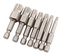 Eyech 7Pcs Triple Square Screwdriver Bit, 12 Point Security Torx Bit Set M4-M12, S2 Steel Magnetic Spline Bit for Power Drill & Impact Driver, 1/4-Inch Hex Shank, 50mm Length