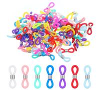 Eyeglass Chain Ends, 100 Pcs Adjustable Silicone Eyeglasses Chain Connector Anti Slip Glasses Chains Rubber Loops Eyeglass Strap Retainer for Eye Glasses Sunglasses Holder Necklace Chains, Mixed Color