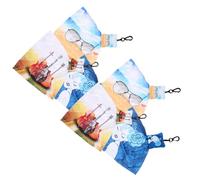 Eyeglass Cleaning Cloth Keychain Holder Reusable Cloth Printed 6pcs | Metal Clip Attachment, Anti-scratch Wipe for Sunglasses and Jewellery, Compact Portable Format