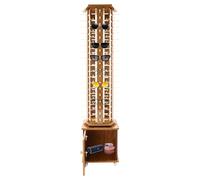 Eyeglass Display Stand, 4-side 144-pair 8-row Sunglass Display Rack w/Bottom Cabinet, 360° Rotating Retail Eyewear Shelf w/ 4 Wheels, Floor Glasses Holder Organizer, 21.65 * 21.65 * 66.14in Lig