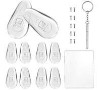 Eyeglasses Nose Pads, Transparent Soft Silicone Air Cushion Eyeglass Nose Pads, 5 Pairs of Screw-in Glasses Replacement Nosepad Set with Screws and Micro Screwdriver