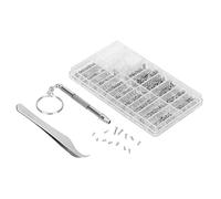 Eyeglasses Repairing Kit Set Assorted Storage Box Design 1000PCS Screws and Pads with Screwdriver Micro Tweezer for Watch Clock Spectacle Eyewear Repairing Portable (Type 1)