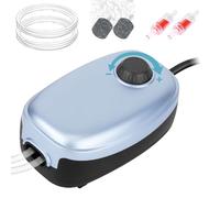 Eyein Adjustable Air Pump Aquarium, Ultra Silent 4W Air Pump for Fish Tank Up to 400L with Dual Outlets, Hangable Whisper Fish Tank Oxygen Bubbler with Accessories Air Stone, Check Valve, Tubing