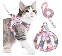Eyein Cat Harness and Lead Set for Walking, Adjustable Soft Sturdy Faux Suede Escape Proof Kitten Vest Harness and leash with Reflective Strip for Large Medium Small Cat