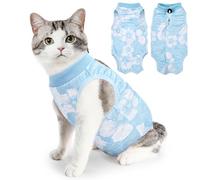 Eyein Cat Recovery Suit, Comfortable Cat Surgery Recovery Suit, Cone Collar Alternative for Female Male Cats, Kitten Onesie Pet Surgical Spay Suit for Abdominal Wound Skin Diseases(Blue,S)