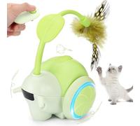 Eyein Cat Toys for Indoor Cats Adult - Interactive Smart Automatic Remote Control Snail Moving Kitten Teaser with LED Light, Rechargeable Cat Toy with Feather Tail for All Floors and Low Pile Carpets