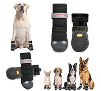 Eyein Dog Boots Paw Protector - Waterproof Dog Shoes for Rainy Winter Snowy Day, Non-Slip Shoes with Reflective Strip for Injured Paws, Pet Walking Boots for Small Medium Large Breeds(4pcs)
