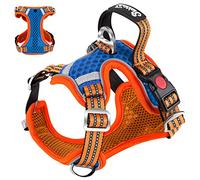 Eyein Dog Harness Large, Air Mesh Breathable Adjustable Reflective Vest, No Pull Escape Proof Sports Puppy Harness with Lockable Buckle & Padded Soft Handle for Training or Walking (Orange,XL)