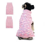 Eyein Dog jumper - Warm Turtleneck Pullover Doggie Knitwear Sweater with Leash Hole, Classic & Thick Dog Cold Weather Winter Coat Clothes Outfits for Puppy Small Medium Large Dogs Cats(Pink,XL)