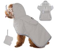 Eyein Dog Raincoat - Lightweight Portable Hooded Dog Rain Coat, Waterproof Rain Jacket with Reflective Stripes, Adjustable Sleeveless Dog Rain Poncho for Small Medium Large Dogs(Grey,L)