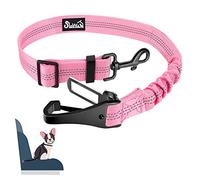 Eyein Dog Seat Belt, 2 in 1 Attachment Dog Car Harnesses Belt, Hook Latch Bar & Seatbelt Buckle with Anti Shock Elastic Nylon Bungee Buffer, Adjustable Reflective Duty Pet Safety Belts for Vehicle