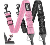 Eyein Dog Seat Belt, 2 in 1 Attachment Dog Car Harnesses Belt, Hook Latch Bar & Seatbelt Buckle with Anti Shock Elastic Nylon Bungee Buffer, Adjustable Reflective Duty Pet Safety Belts for Vehicle