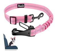 Eyein Dog Seat Belt, 2 in 1 Attachment Dog Car Harnesses Belt, Hook Latch Bar & Seatbelt Buckle with Anti Shock Elastic Nylon Bungee Buffer, Adjustable Reflective Duty Pet Safety Belts for Vehicle