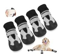 Eyein Dog Shoes for Injured Paws, Waterproof Warm Fleece Lined Pet Boots Paw Protector with Reflective Strips Rugged Anti-Slip Sole, Anti Come Off Adjustable for Winter Snow Rainy Day (4pcs)