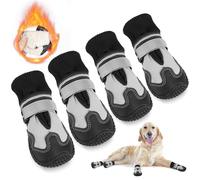 Eyein Dog Shoes for Injured Paws, Waterproof Warm Fleece Lined Pet Boots Paw Protector with Reflective Strips Rugged Anti-Slip Sole, Anti Come Off Adjustable for Winter Snow Rainy Day (4pcs)