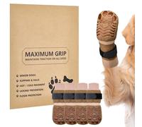 Eyein Dog Socks Paws Stop Licking-2 Pair Anti Slip Dog Socks with Double-Sided Grips, Dogs Paw Protector for Hardwood Floors Hot Pavement, Non-Slip Strong Traction for Small Medium Large Dogs(Brown,M)