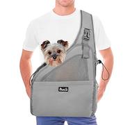 Eyein Pet Puppy Sling Carrier, Up to 12 lbs Hand Free Cat Dog Papoose, Hard Bottom Support Small Animal Travel Tote Bags with Breathable Mesh Adjustable Padded Strap Safety Belt Machine Washable