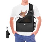 Eyein Pet Puppy Sling Carrier, Up to 6-15.8lbs Hand Free Cat Dog Papoose, Hard Bottom Support Small Animal Travel Tote Bags with Breathable Mesh Adjustable Padded Strap Safety Belt Machine Washable