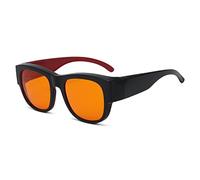 Eyekepper 100% Anti-Blue Light Blocking Computer Glasses,Large Fit Over Reading and Glasses Amber Lens Better Sleep, Black Red